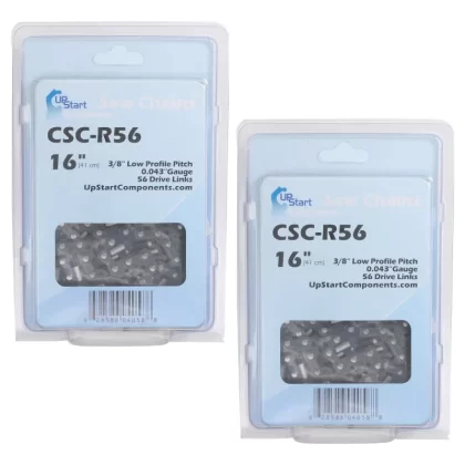 2-Pack 16-Inch Chainsaw Chain Replacement for Poulan ES300 – (16′′, 3/8′′, .043′′, 56 Drive Links)
