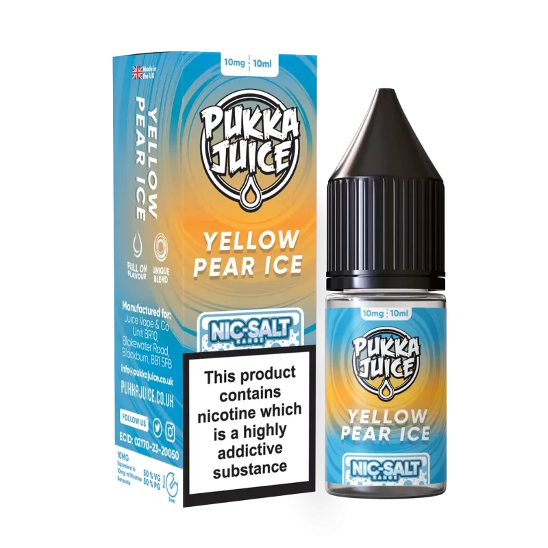 Yellow Pear Ice Pukka Juice Nic Salts FLAVOURS