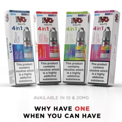 4 in 1 IVG Nic Salt 10ml E-liquids Pack of 5 | 4 Flavours