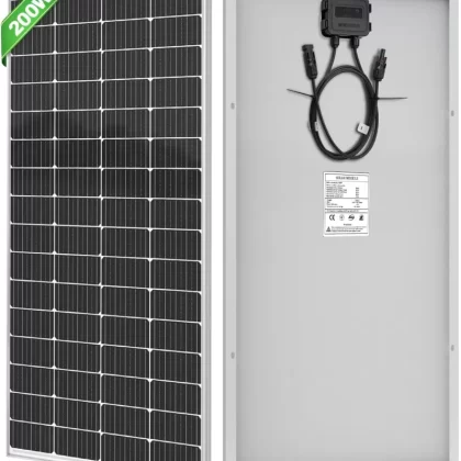 200 Watt Solar Panel 9BB Monocrystalline Cell, High-Efficiency Module PV Power Charger 12V/24V Solar Panels for Homes Camping RV Battery Boat Caravan and Other Off-Grid Applications (200W)
