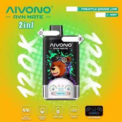 AIVONO AVN MATE Dual Tastes 120K 120000 Puffs Disposable Vapes Wholesale Bulk Buy Dual Mesh Coil LED Screen