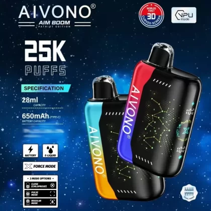 AIVONO AIM BOOM 25000 Puffs Dual Mesh Digital Screen 25k Wholesale Rechargeable Disposable Vapes