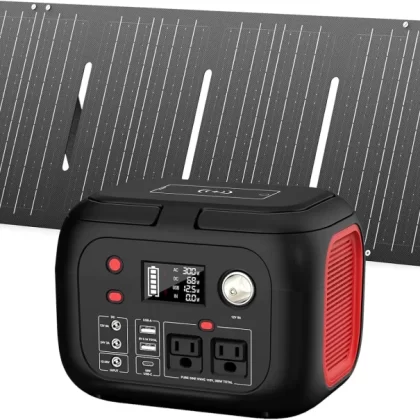 60W Portable Foldable Solar Panel Charger for Outdoor Camping 12 Volt Waterproof High Efficiency Solar Panel Kit&Portable Power Station 228Wh Power Bank 61600mAh Battery Pack Fasting Charging 300W AC