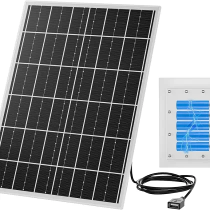 15W 12V Solar Panel Kit with 20000mAh LiFePO4 Battery, MPPT Controller – Power Outdoor Cameras, Trail Cameras, WiFi Devices – USB Port, Waterproof Monocrystalline Solar Charger for RV/Boats