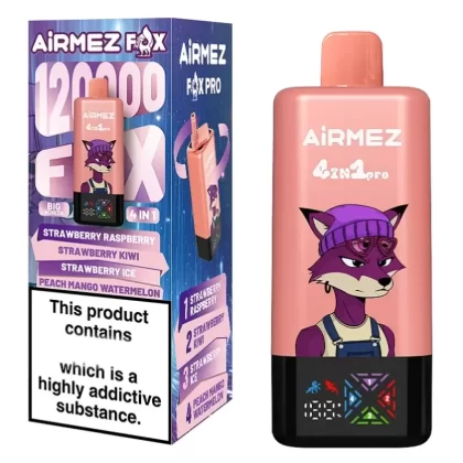 Airmez Fox 4 in 1 120k Puffs 4in1 Pro Quad Flavor Rechargeable Disposable Vape