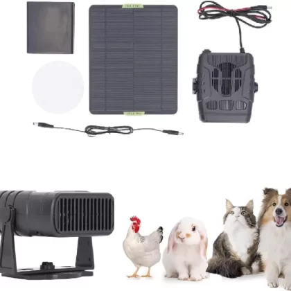 20W Chicken Coop Heaters Dog House Heater, Solar Panel Heater Drying Heating Pet House Warm Wind Gear