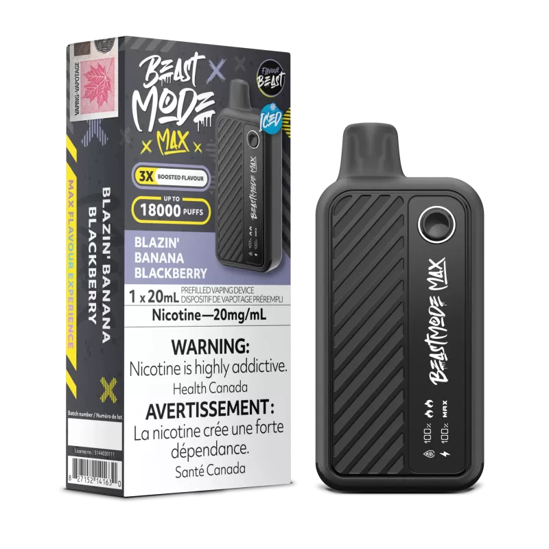 Blazin’ Banana Blackberry Iced Flavour Beast Mode Max – Disposable Vape