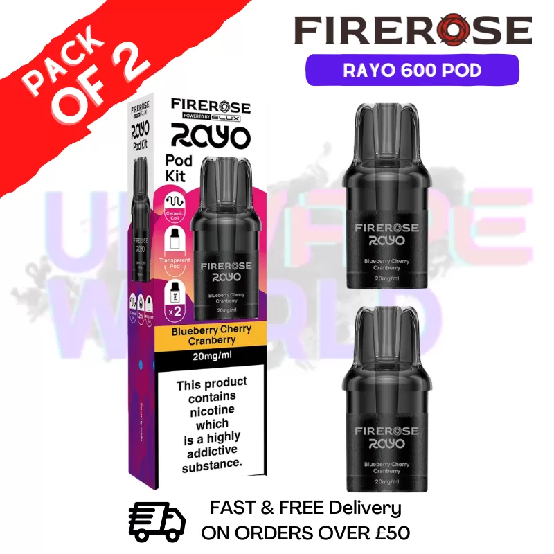 Blue Cherry Cran Firerose Rayo 600 Replacement Pods Pack Of 2