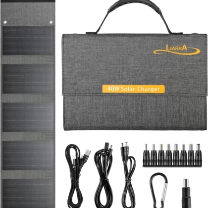 40W Professional Solar Panel Charger,Foldable ,Portable Solar Panel with USB QC3.0/DC Port for Compatible with Power Station,Cell Phone, Outdoor Camping Van Rv Trip