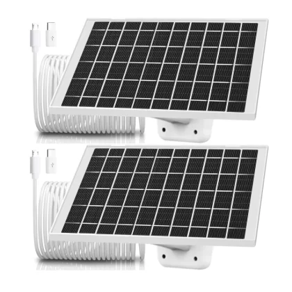 2 Pack 7W Solar Panel Charger Compatible with Wyze Battery Cam Pro, Cam Outdoor V1, Cam Outdoor V2, Solar Panel for Wyze Camera with Micro USB, USB C Adapter, Adjustable Wall Mount, IP65 Waterproof