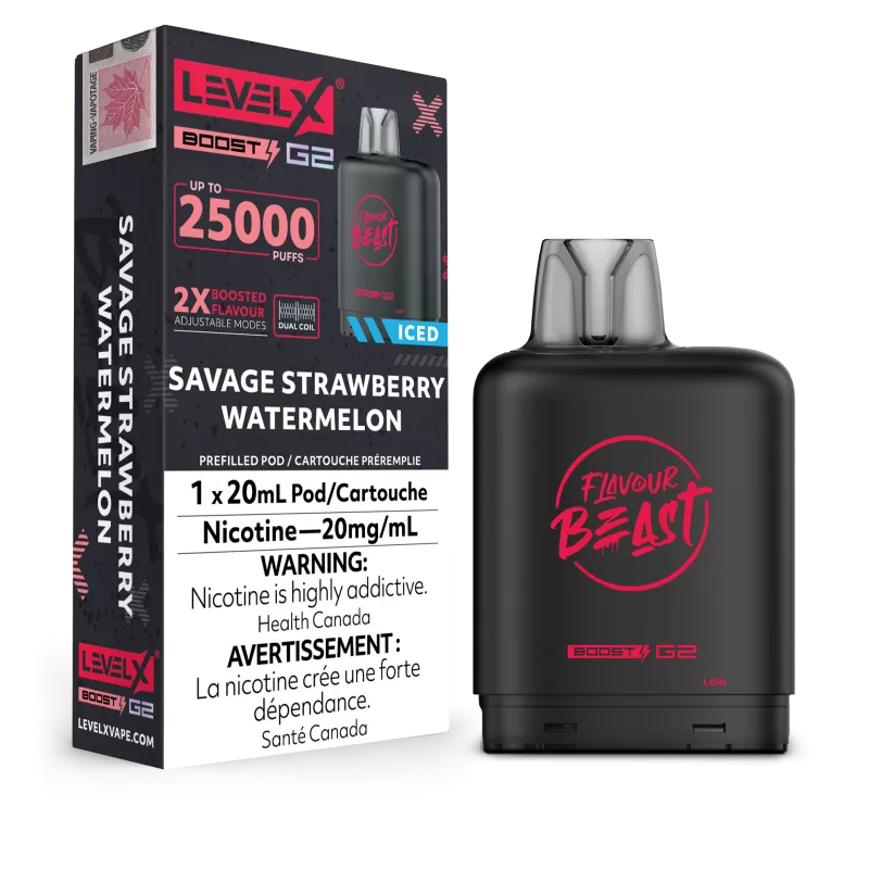 Savage Strawberry Watermelon Iced - Flavour Beast Level X Boost G2 Pod