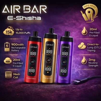 AIR BAR E-SHISHA 15K PUFFS DISPOSABLE VAPE 3mg #