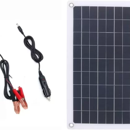 7.5W 18v Semi Flexible Solar Panel Monocrystalline Cell, Alligator Clips, DC for Car Yacht Led Light RV 12v Battery Boat Outdoor Charger