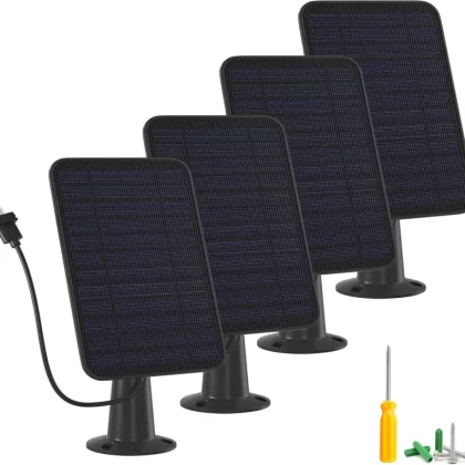 5W Solar Panel for Blink Camera Outdoor, Solar Panel Charger with Battery Compatible with Blink Outdoor 4 (4th Gen) Camera, with 13.1ft Cable, IP65 Weatherproof, Includes Secure Wall Mount, 4 Pack