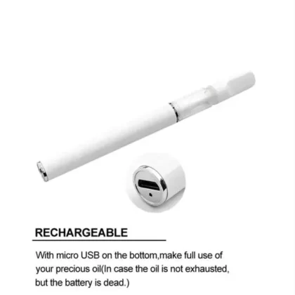 White Rechargeable Ceramic Vape THC CBD Disposable Pen 0.5ml (empty)