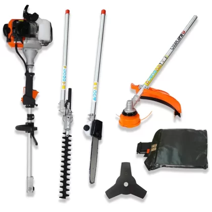 4 in 1 Multi-Functional Trimming Tool, 33CC 2-Cycle Garden Tool System with Gas Pole Saw, Hedge Trimmer, Grass Trimmer, and Brush Cutter EPA Compliant for Home Garden Lawn Care