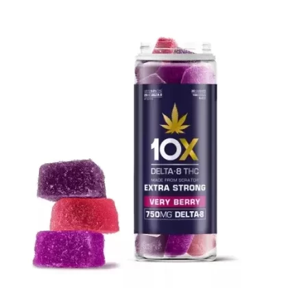 25mg Delta 8 THC Gummies – Very Berry – 10X