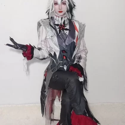 4th Fatui Harbinger Arlecchino Cosplay Costume - The Knave Black Red Outfit