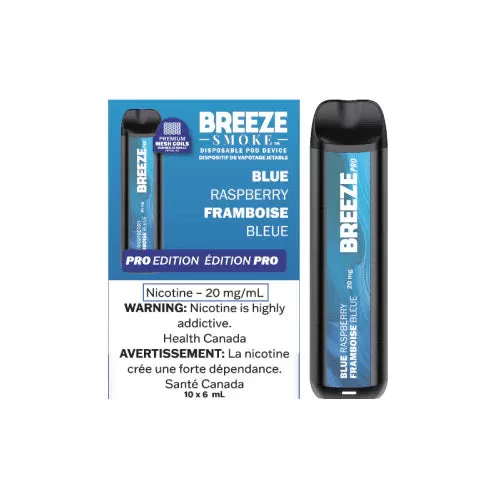 Breeze Pro Disposable Vape - Zero Nicotine - Blue Raspberry- 2000 Puffs