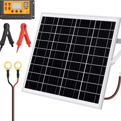 25W 12V Solar Panel Kit, Solar Battery Maintainer Charger, Adjustable Mount Bracket, SAE Connection Cable,10A Charge Controller for Car RV Boat Motorcycle Marine Automotive