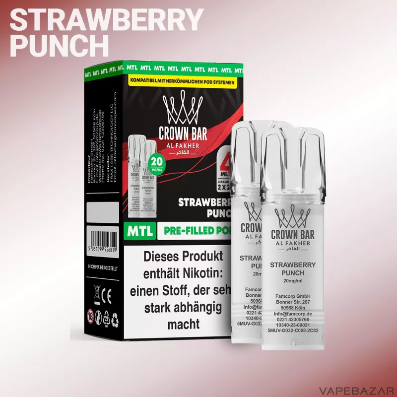 Al Fakher Pods Crown Bar 600 – MTL 20mg – Strawberry Punch
