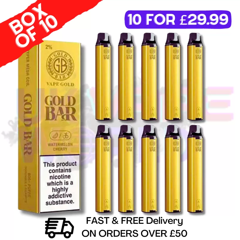 Watermelon Cherry - Gold Bar 600Puff Box of 10