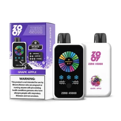 Zooy Zero 45k Puffs Disposable Vape Wholesale Long Lasting Rechargeable Dual Mesh Coil Adjustable Airflow 5% Strength option