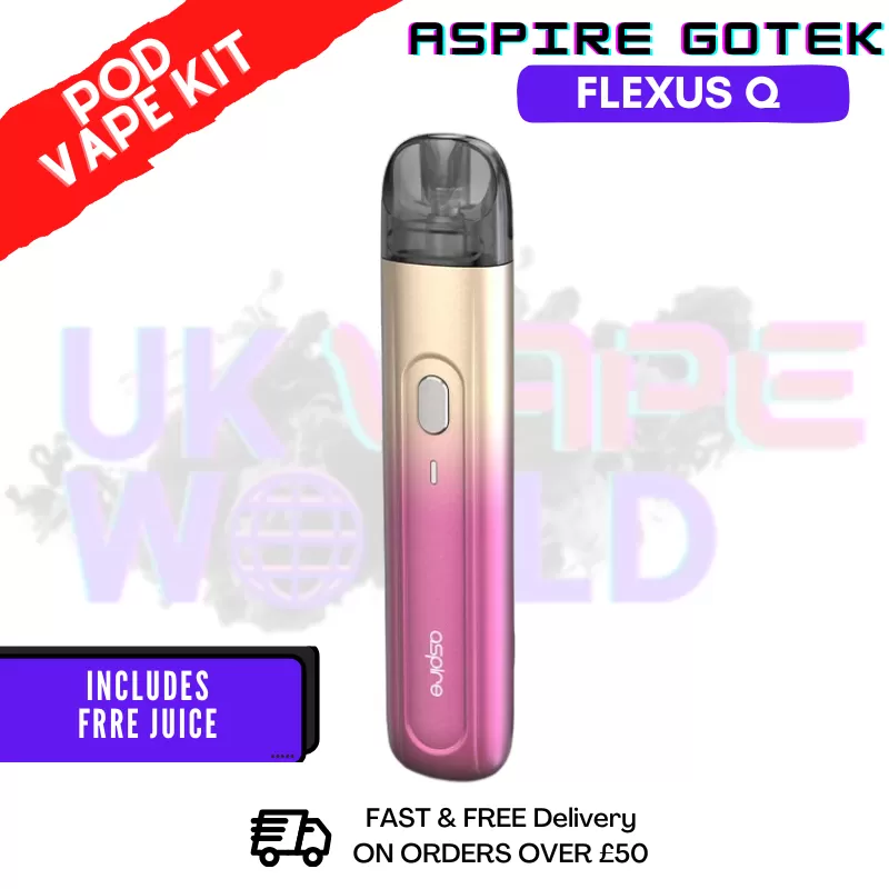 Gold Pink Fade Aspire Flexus Q Pod Kit + 2x Salt