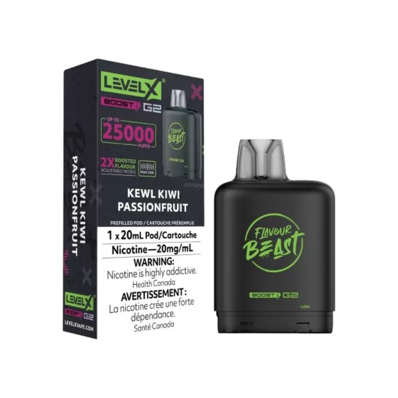 Level X Boost Flavour Beast G2 Pods - Kewl Kiwi Passionfruit, 25K Puffs